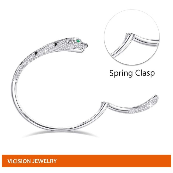 Panther Cuff Bangle Bracelet Cubic Zirconia - Picture 7 of 8